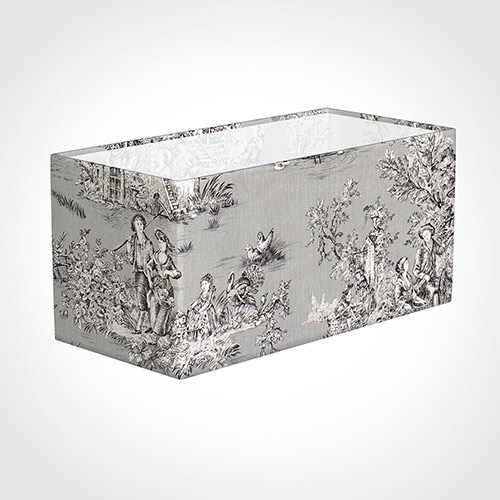 40cm Straight Rectangle Shade in Grey Pastoral Toule de Jouy
