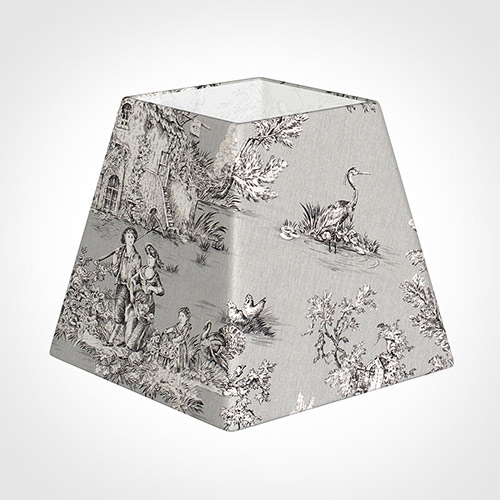 30cm Sloped Square Shade in Grey Pastoral Toile de Jouy-Lamp Base Only