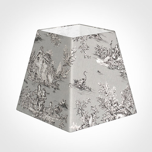 40cm Sloped Square Shade in Grey Pastoral Toile de Jouy-Lamp Base Only