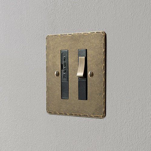 13amp Brass Fused Switch Hammered