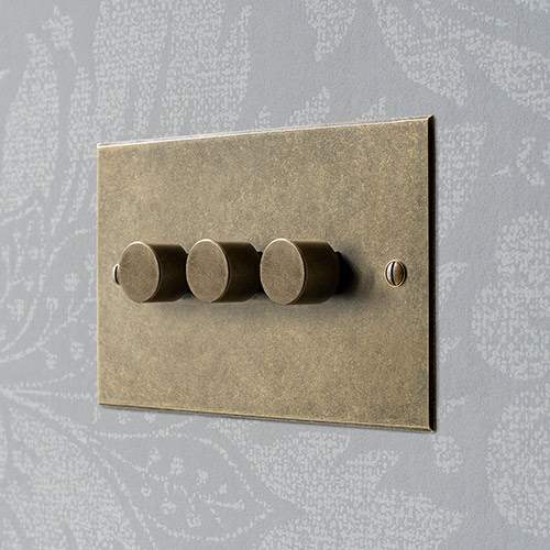 3 Gang Rotary Dimmer Bevelled Plate