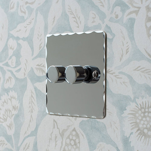 2 Gang Rotary Dimmer Hammered Plate
