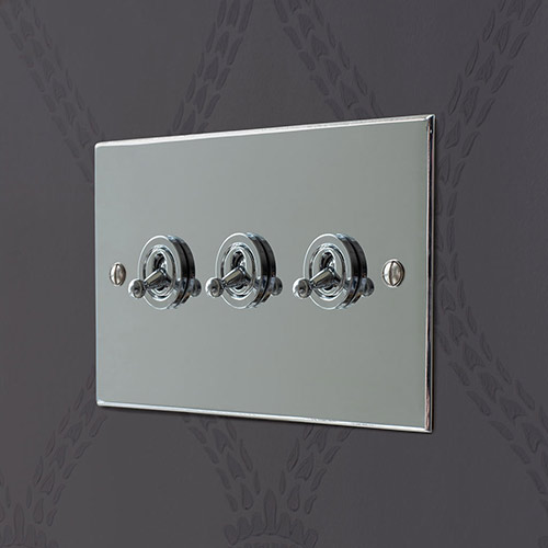 3 Gang Chrome Dolly Nickel Bevelled Plate