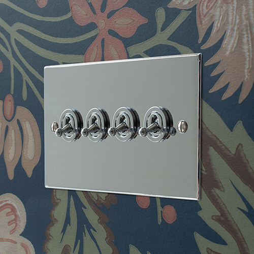 4 Gang Chrome Dolly Nickel Bevelled Plate