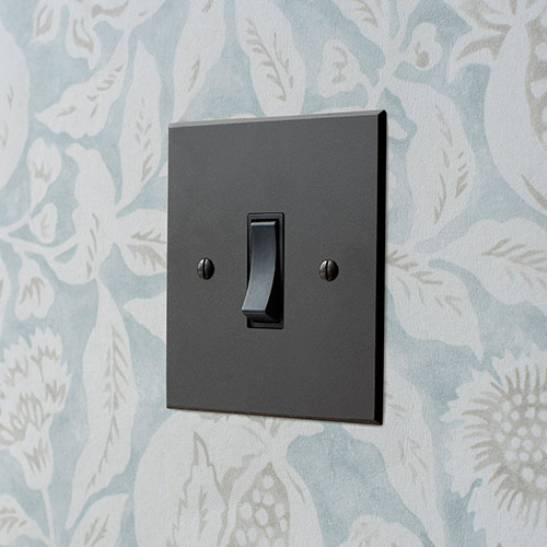 1 Gang Black Grid Switch Black Bevelled Plate