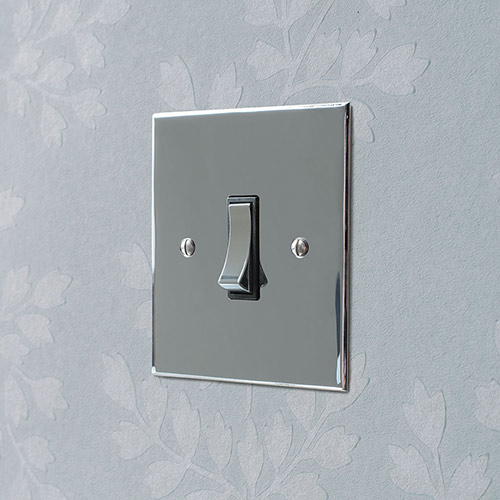 1 Gang Chrome Grid Switch Bevelled Nickel Plate