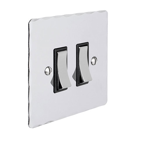 2 Gang Chrome Grid Switch Nickel Hammered Plate