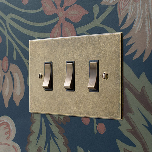 3 Gang Brass Grid Switch Bevelled