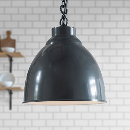 Wharf Pendant Light in Slate Grey (inside white)