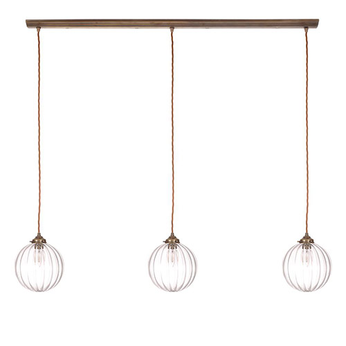 Fulbourn Triple Pendant Track in Antiqued Brass