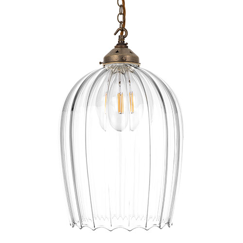 Chalford Fluted Pendant Light in Antiqued Brass