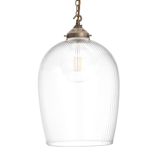 Chalford Fine Fluted Pendant Light in Antiqued Brass