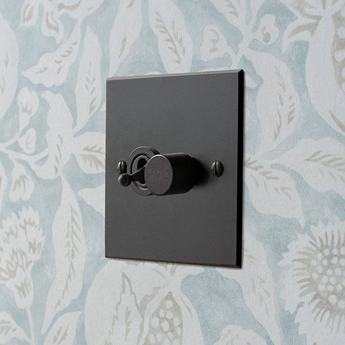 2 Gang Black Dolly/Dimmer Black Bevelled Plate