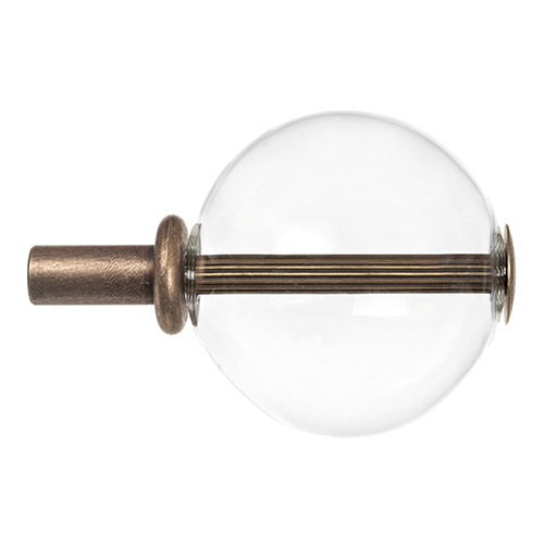 19mm Clear Glass Ball Finial in Antique Brass