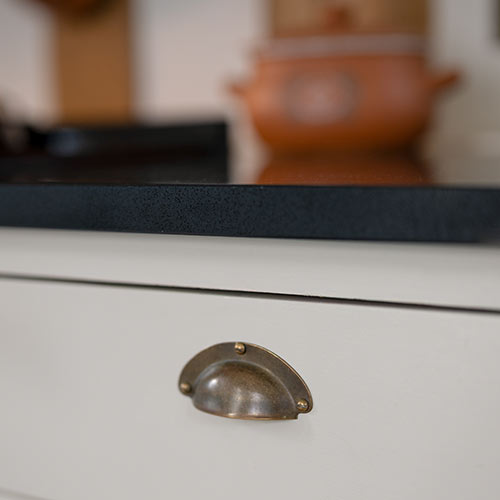 Schoolhouse Drawer and Cupboard Pull in Antiqued Brass