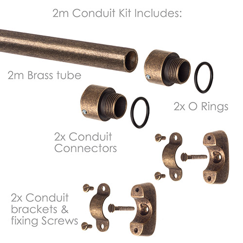 20mm Conduit Kit in Antiqued Brass (2m)