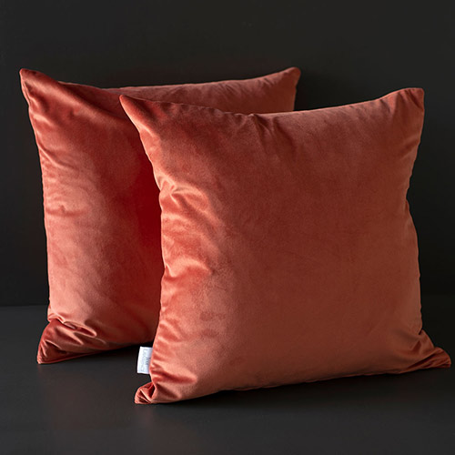 50cm Knife Edge Cushion Cover in Burnt Orange Hunstanton Velvet