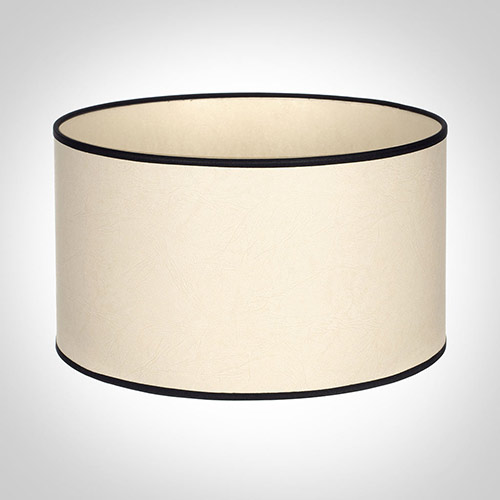 30cm Wide Cylinder Shade in Parchment with Black Trim