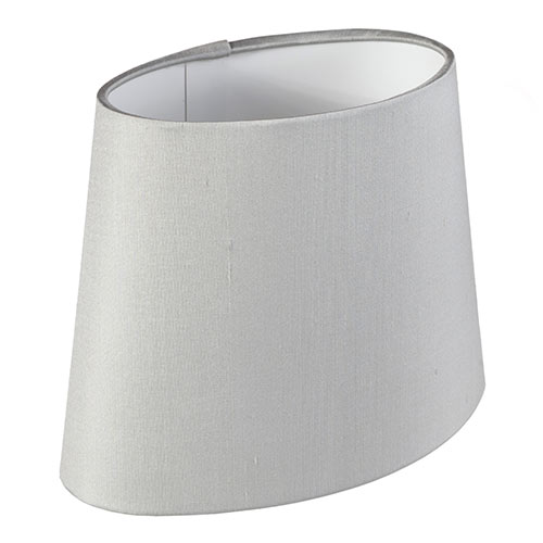 20cm Sloped Oval Shade in French Grey Silk (with Shade Ring)
