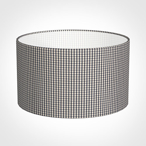 45cm Wide Cylinder Shade in Grey Longford Gingham