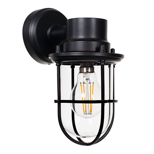 Wall Mounted Ships Light in Matt Black