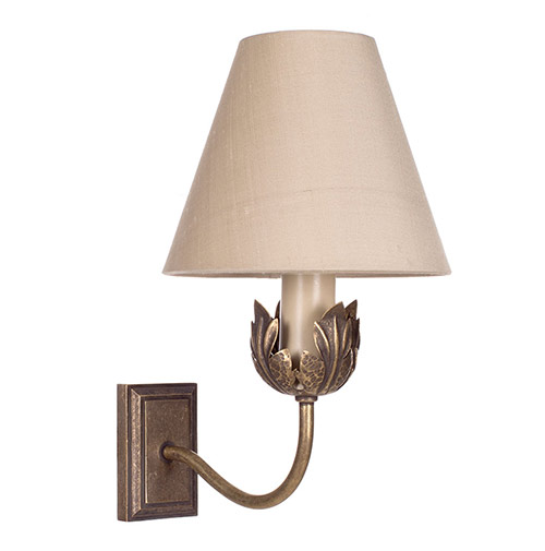 Single Tulip Wall Light in Antiqued Brass
