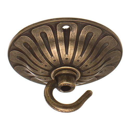 Embossed Ceiling Hook in Antiqued Brass