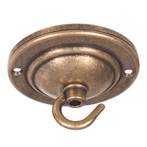 Georgian Ceiling Rose with Hook in Antiqued Brass