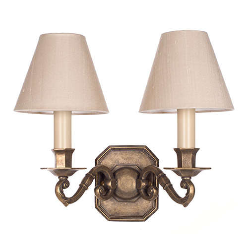 Double Gainsborough Wall Light in Antiqued Brass