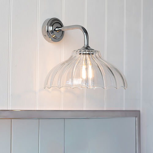 Langley Fluted Bathroom Wall Light with Keats Arm