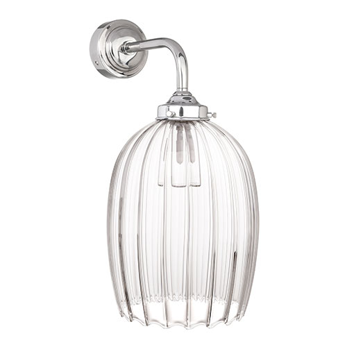 Clifton Fluted Bathroom Wall Light With Eliot Arm in Nickel | Exquisite Bathroom Wall Lights
