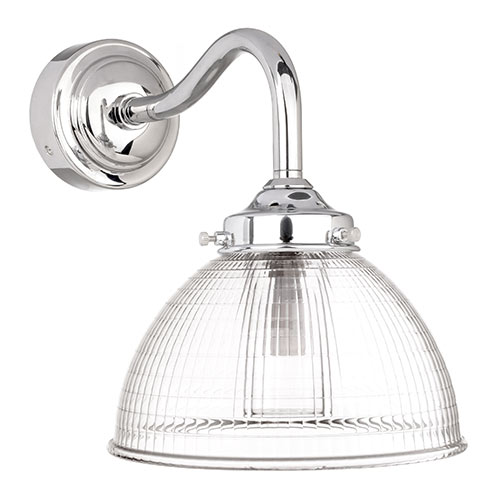 Hartley Bathroom Wall Light With Blake Arm in Nickel