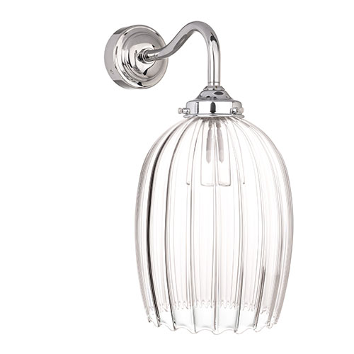Clifton Fluted Bathroom Wall Light With Blake Arm in Nickel