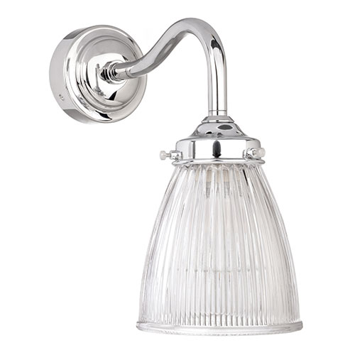 Fisher Bathroom Wall Light With Blake Arm in Nickel