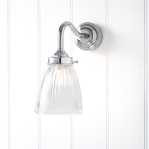 Fisher Bathroom Wall Light With Blake Arm in Nickel