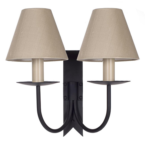 Double Cottage Wall Light in Matt Black