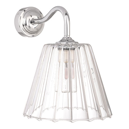 Ashley Fluted Bathroom Wall Light With Byron Arm in Nickel