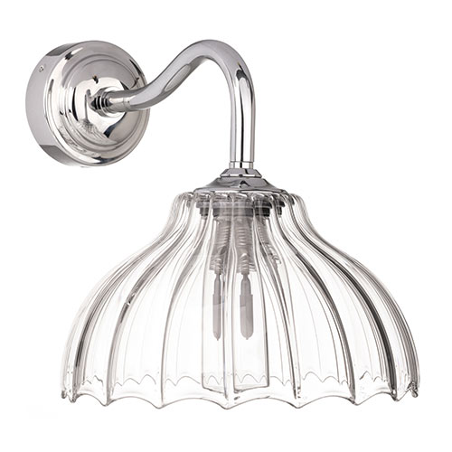 Octavia Fluted Bathroom Wall Light With Byron Arm in Nickel