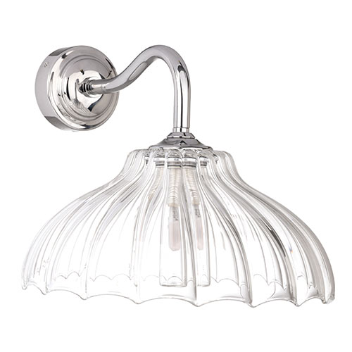 Langley Fluted Bathroom Wall Light With Byron Arm in Nickel