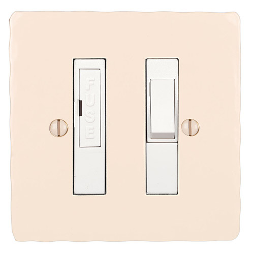 13amp Fused Switch Plain Ivory Hammered Plate White Insert