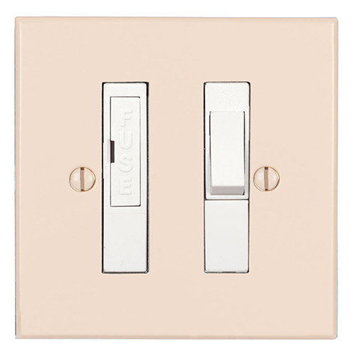 13amp Fused Switch Plain Ivory Bevelled Plate, White Insert