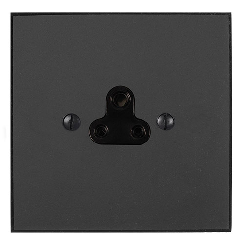 2amp Round Pin Socket Beeswax Bevelled Plate, Black Insert