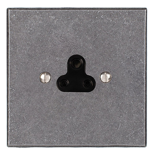 2amp Round Pin Socket Polished Bevelled Plate, Black Insert