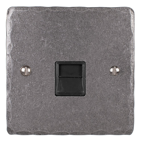 Master Telephone Socket Polished Hammered Plate, Black Insert