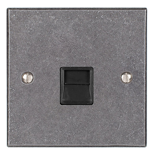 Master Telephone Socket Polished Bevelled Plate, Black Insert