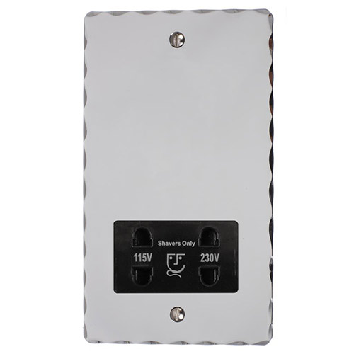 Shaver Socket Nickel Hammered Plate, Black Insert