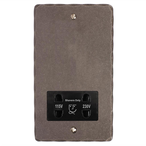 Shaver Socket Polished Hammered Plate, Black Insert