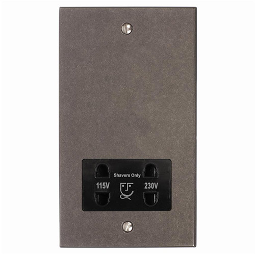 Shaver Socket Polished Bevelled Plate, Black Insert