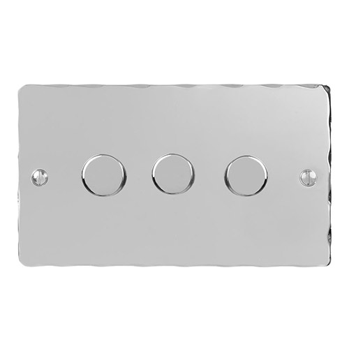 3 Gang Rotary Dimmer Nickel Hammered Plate