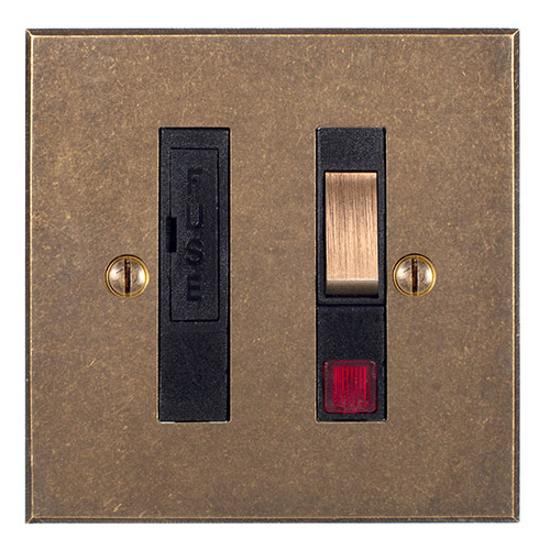 Fused Switch + Neon Antiqued Brass Bevelled Plate, Brass Insert